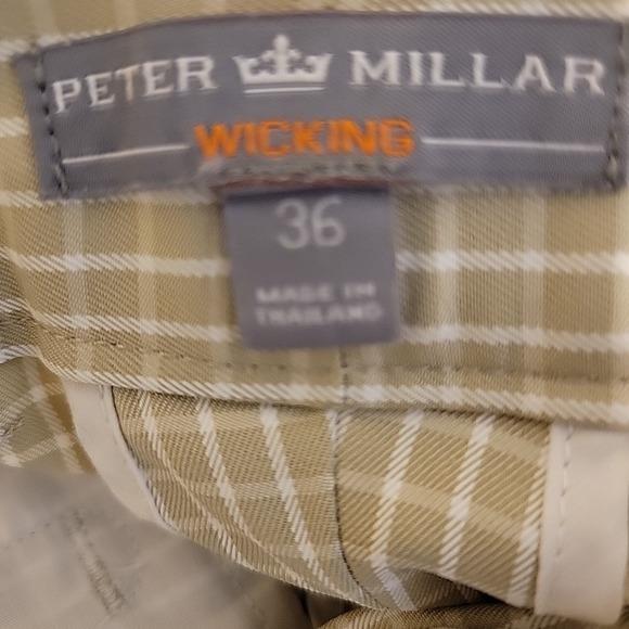 Peter Millar Wicking Shorts Mens 36  Beige White Check Performance‎ Preppy Golf - Picture 5 of 11